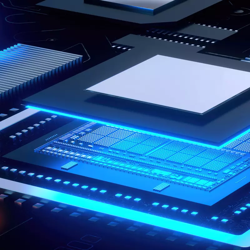 render 3d di un chip futuristico